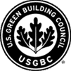 Logo of the U.S. Green Building Council, boasting a circular design with "U.S. Green Building Council" around the edge and "USGBC" at the bottom. A stylized leaf emblem is central, highlighting sustainable practices akin to eco-friendly features in central vacuum systems Long Island NY offers.